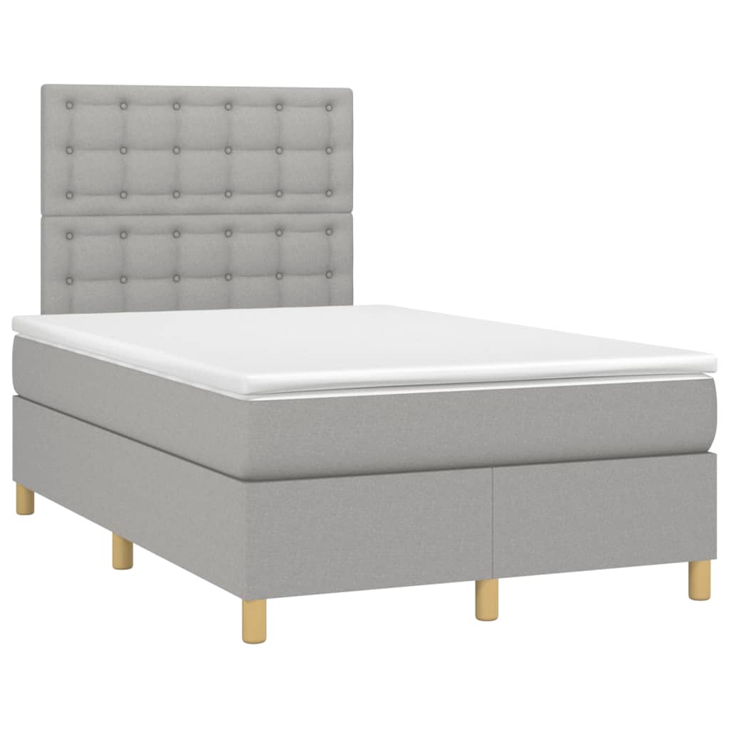 vidaXL Cama box spring c/ colchão e LED 120x190 cm tecido cinza-claro