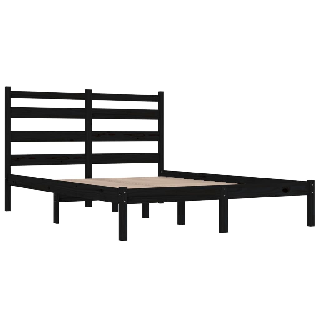 vidaXL Estrutura de cama pequena casal 120x190 cm pinho maciço preto