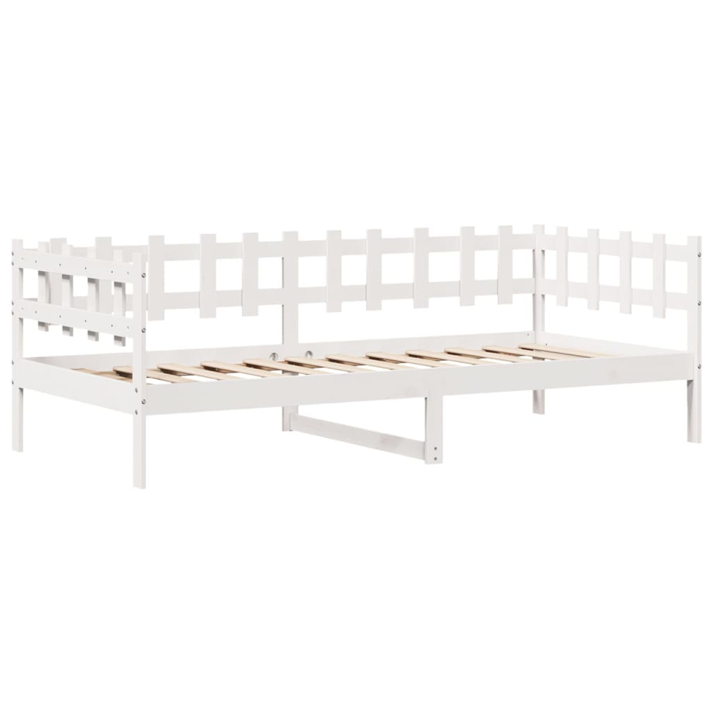 vidaXL Sofá-cama c/ gavetas 90x200cm madeira de pinho maciça branco