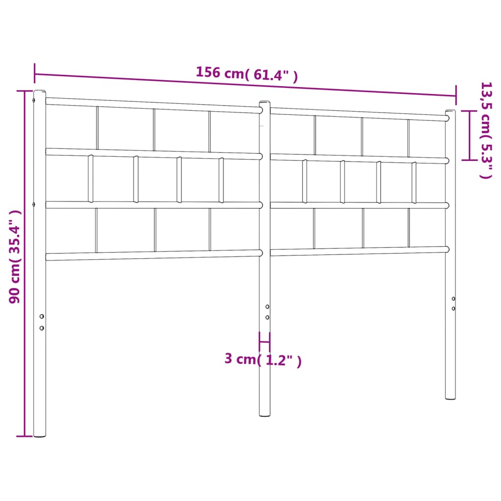 vidaXL Cabeceira de cama 150 cm metal branco