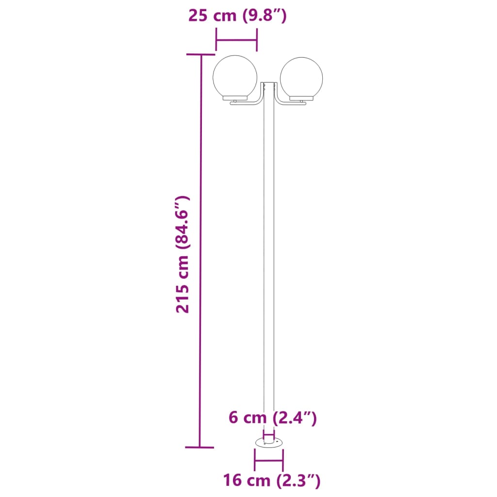 vidaXL Candeeiro de chão para exterior 3 pcs 215 cm aço inox. prateado