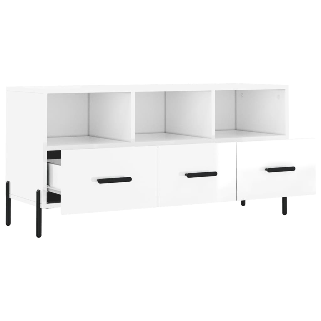 vidaXL Móvel para TV 102x36x50 cm derivados madeira branco brilhante