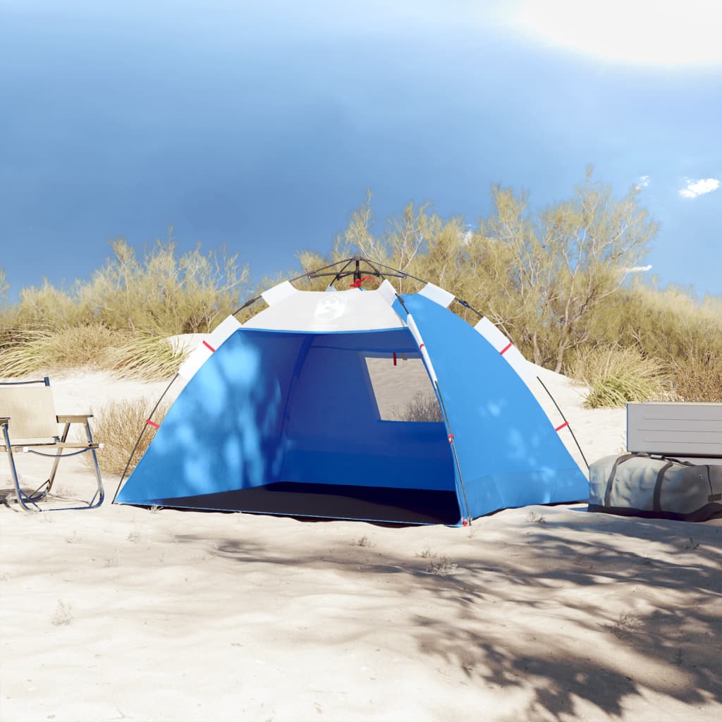 vidaXL Tenda praia 2 pessoas libertação rápida impermeável azul ciano