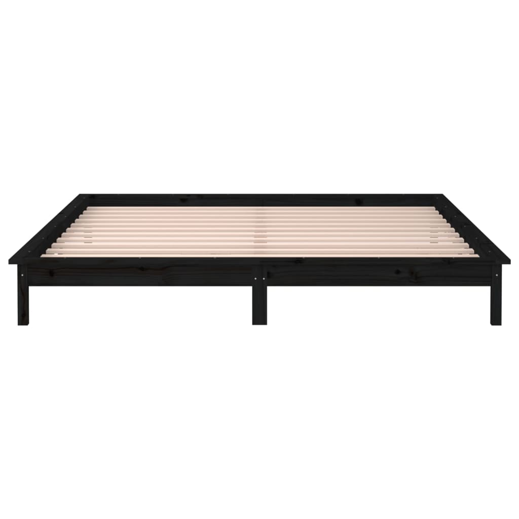 vidaXL Estrutura cama c/ LED pequena casal 120x190 cm pinho preto