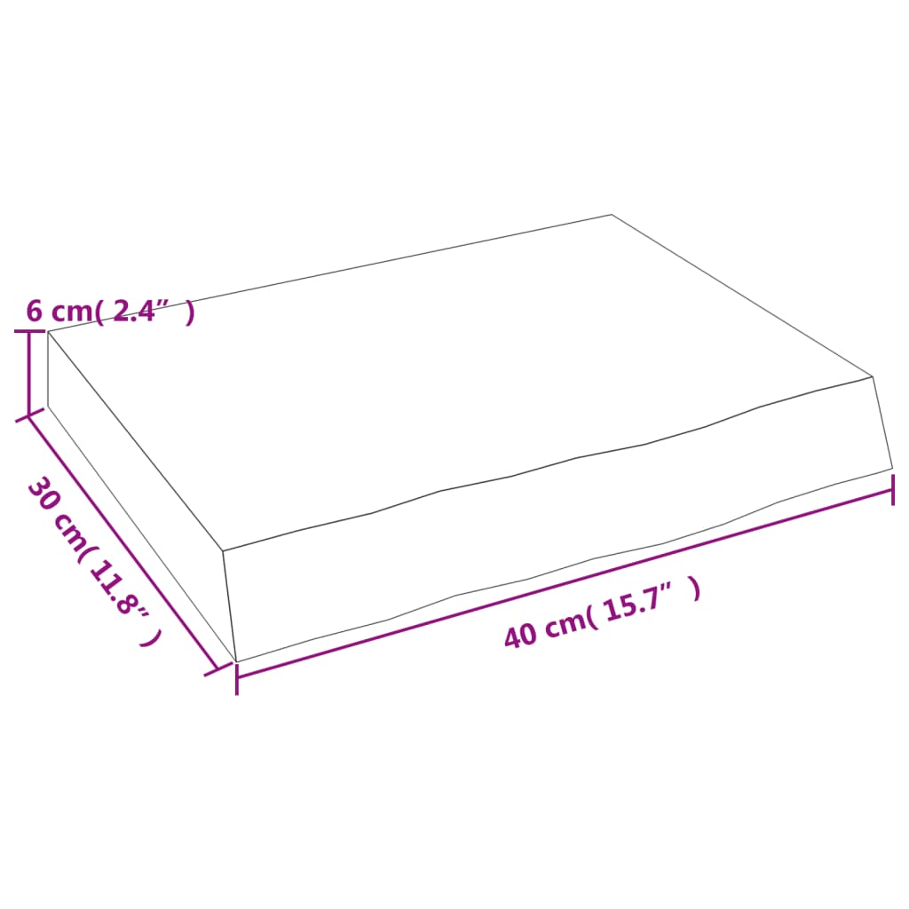 vidaXL Bancada p/ WC 40x30x(2-6) cm madeira maciça tratada castanho