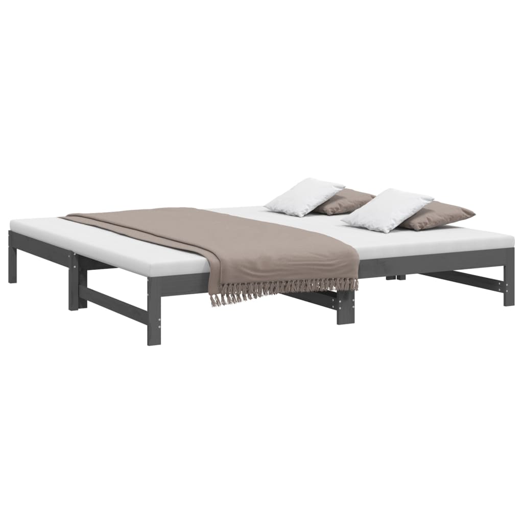 vidaXL Sofá-cama de puxar 2x(100x200) cm pinho maciço cinza