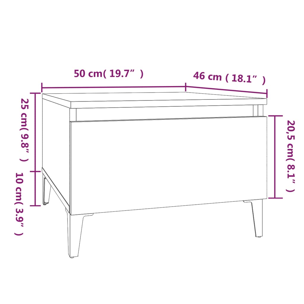 vidaXL Mesas de apoio 2 pcs 50x46x35 cm derivados de madeira branco