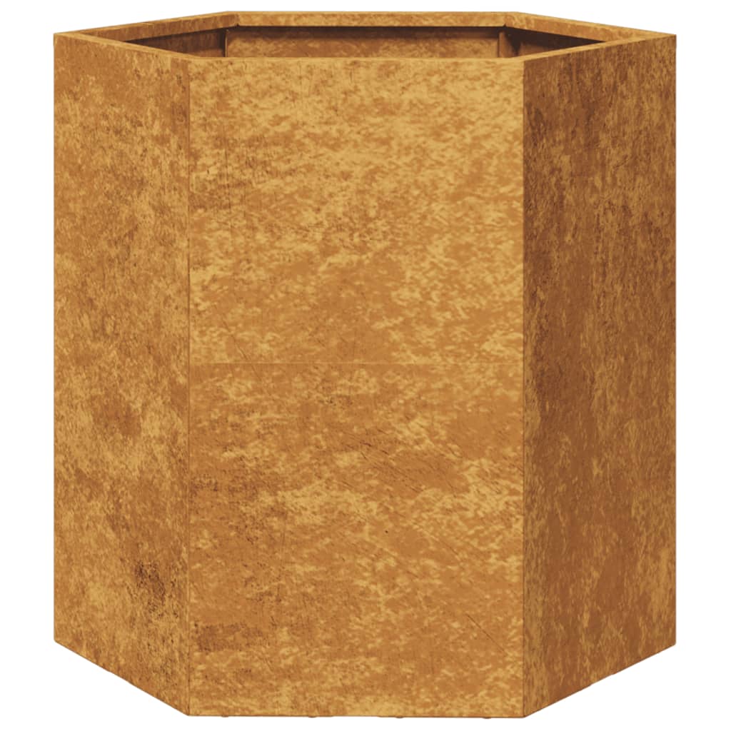 vidaXL Vaso/floreira de jardim hexagonal 46x40x45 cm aço corten