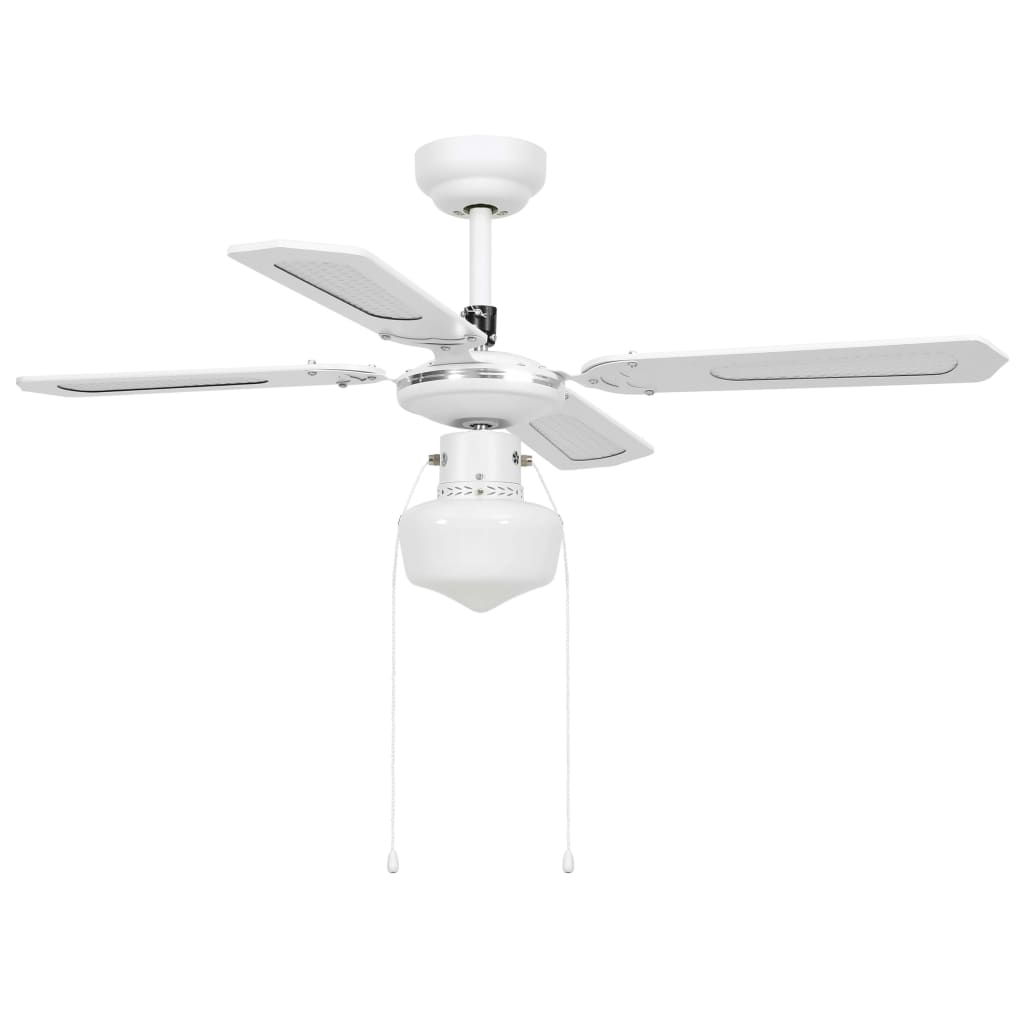 vidaXL Ventoinha de teto com luz 106 cm branco