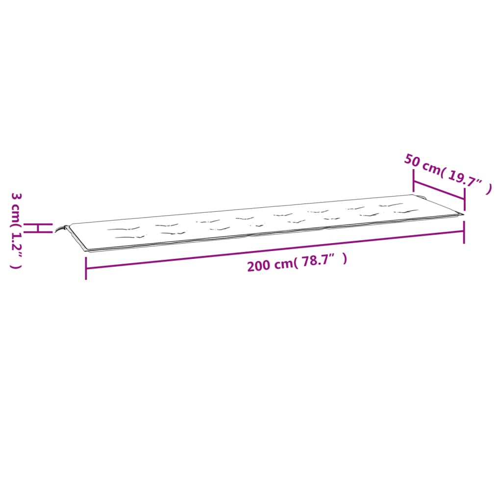 vidaXL Almofadão p/ banco de jardim 200x50x3 cm tecido verde brilhante