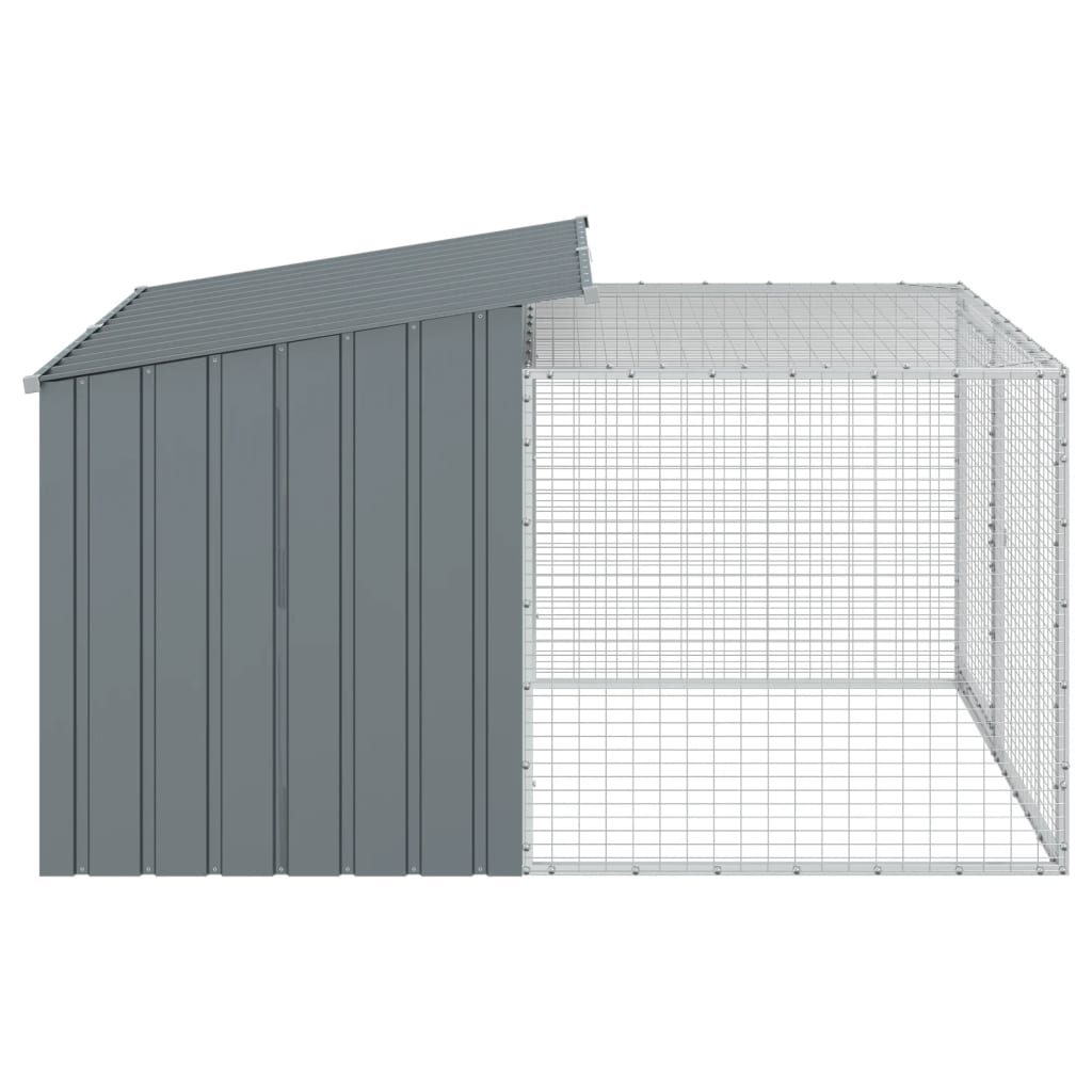 vidaXL Casota p/ cães c/ parque 153x194x110 cm aço galvaniz. antracite