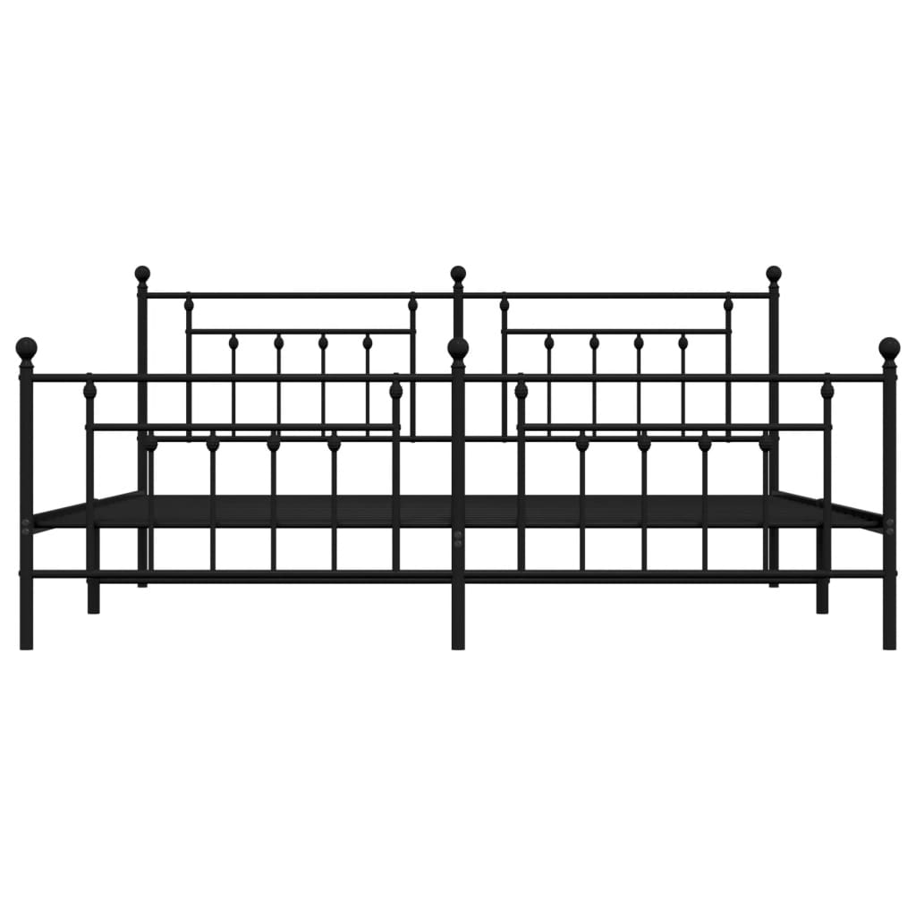 vidaXL Estrutura de cama com cabeceira e pés 200x200 cm metal preto