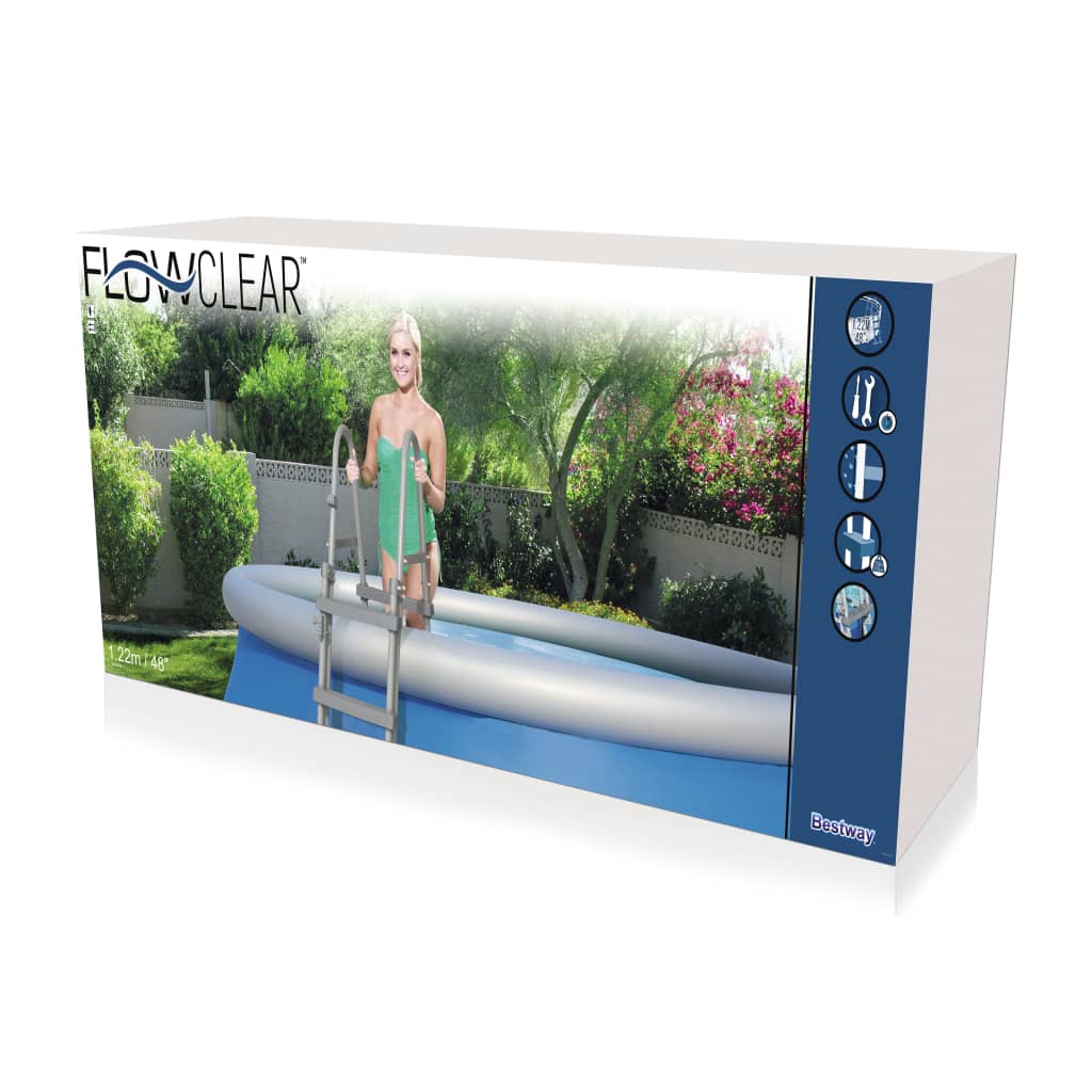 Bestway Escada de segurança p/ piscina 4 degraus Flowclear 122cm 58331