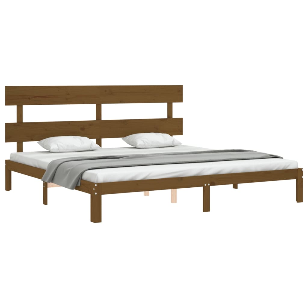 vidaXL Estrutura cama c/ cabeceira 200x200cm maciço castanho-mel