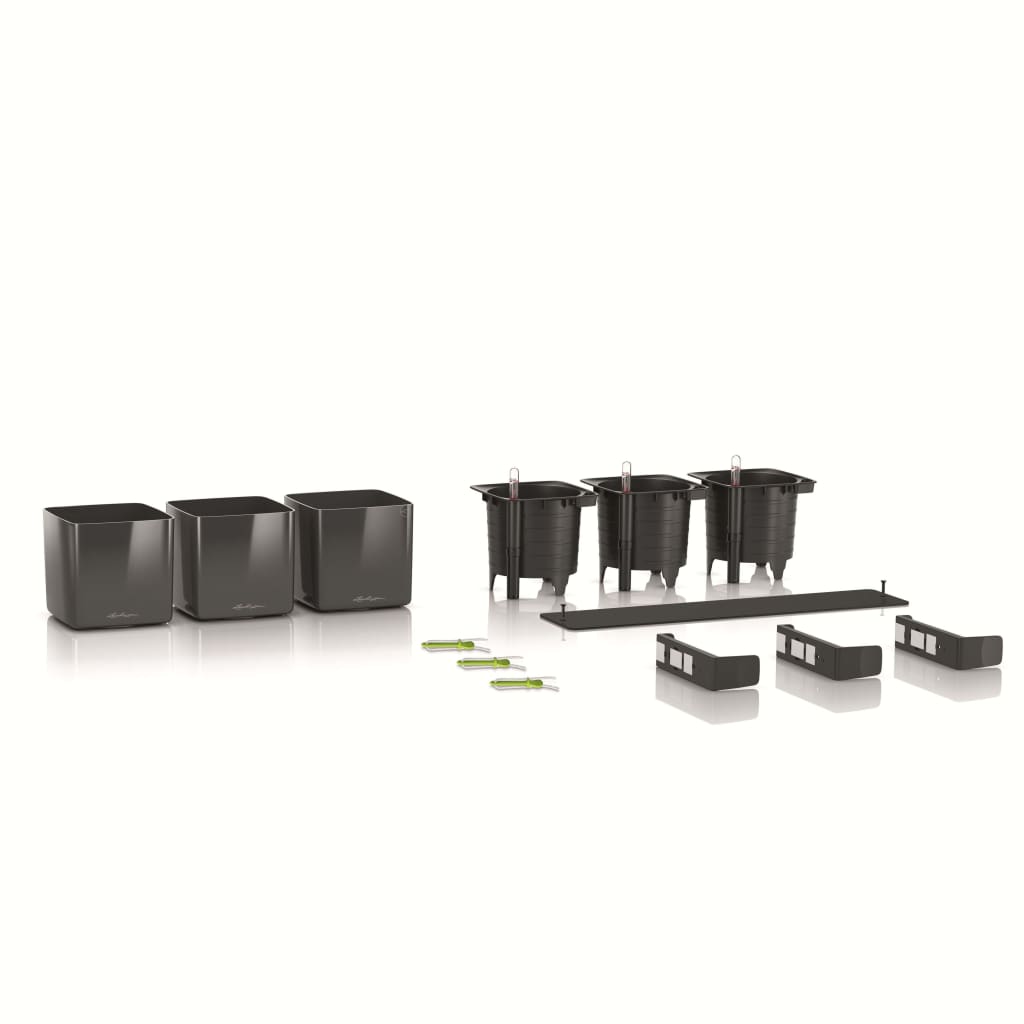 LECHUZA Vasos 3 pcs Green Wall Home Kit antracite brilhante