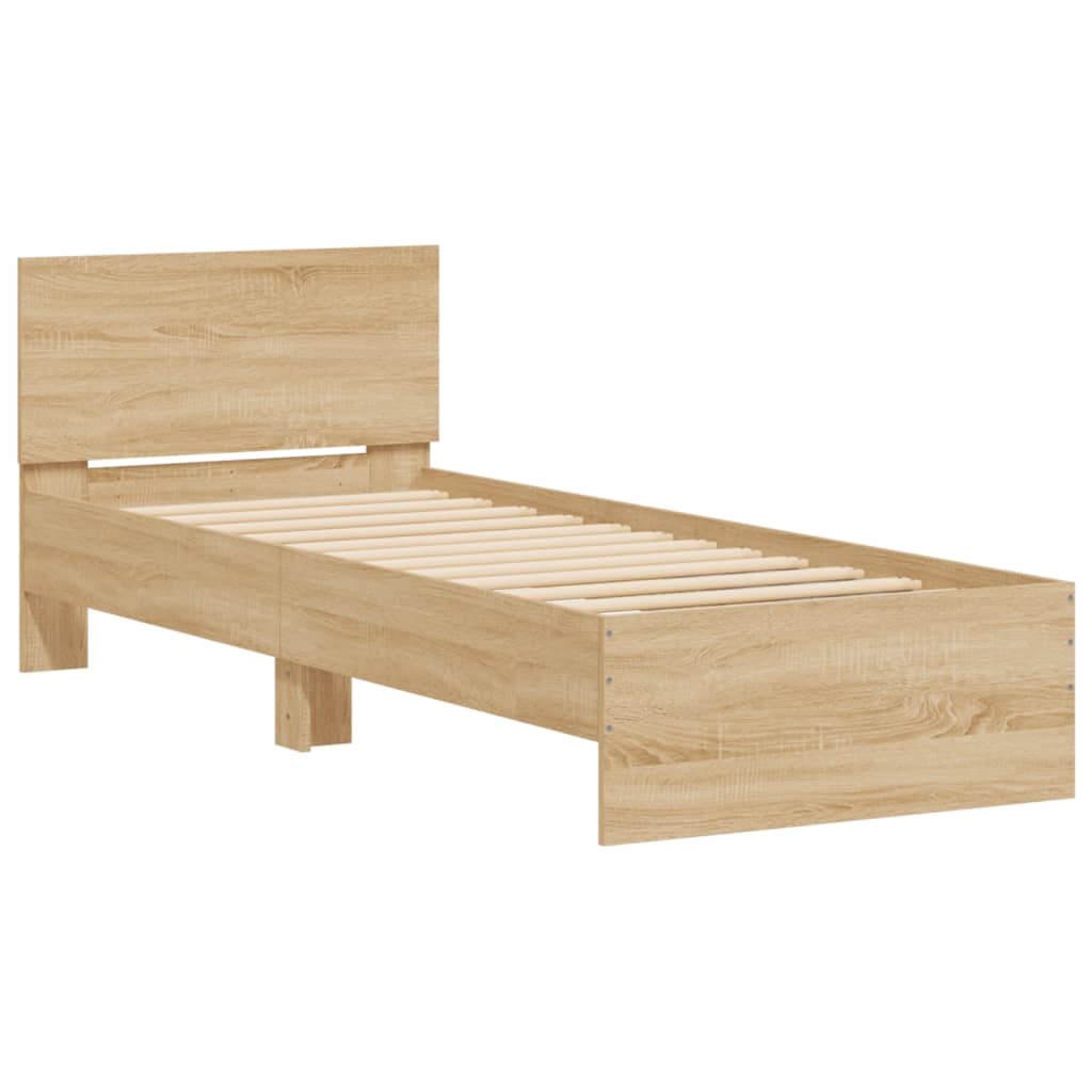 vidaXL Cama sem colchão com cabeceira 90x200 cm carvalho sonoma