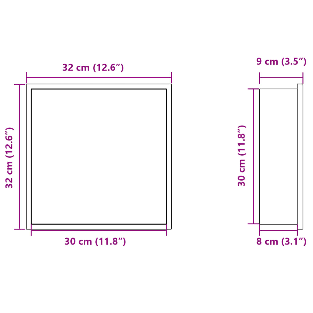 vidaXL Nicho parede p/ duche 32x32x9cm aço inoxidável dourado escovada