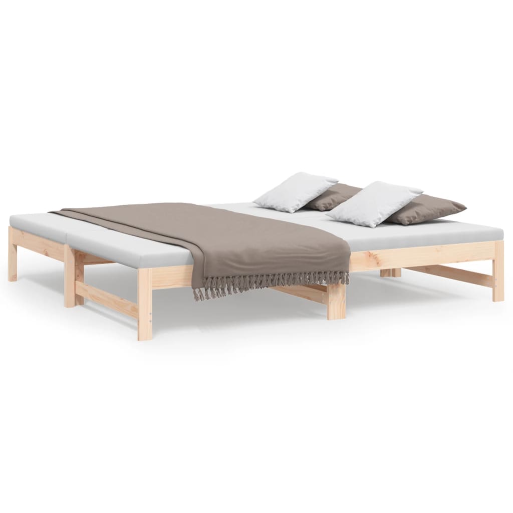 vidaXL Sofá-cama de puxar 2x(75x190) cm madeira de pinho maciça