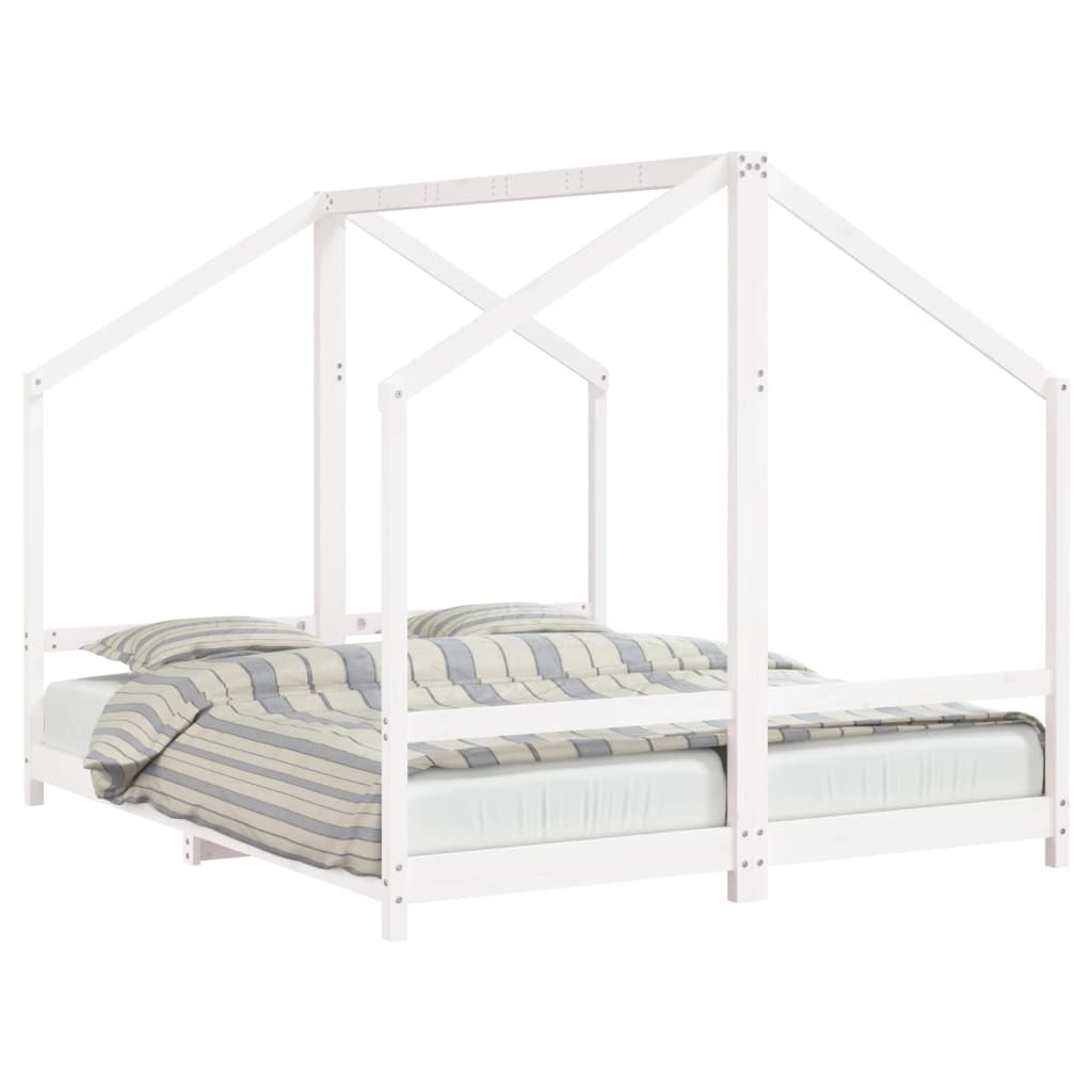 vidaXL Estrutura de cama infantil 2x(80x200) cm pinho maciço branco