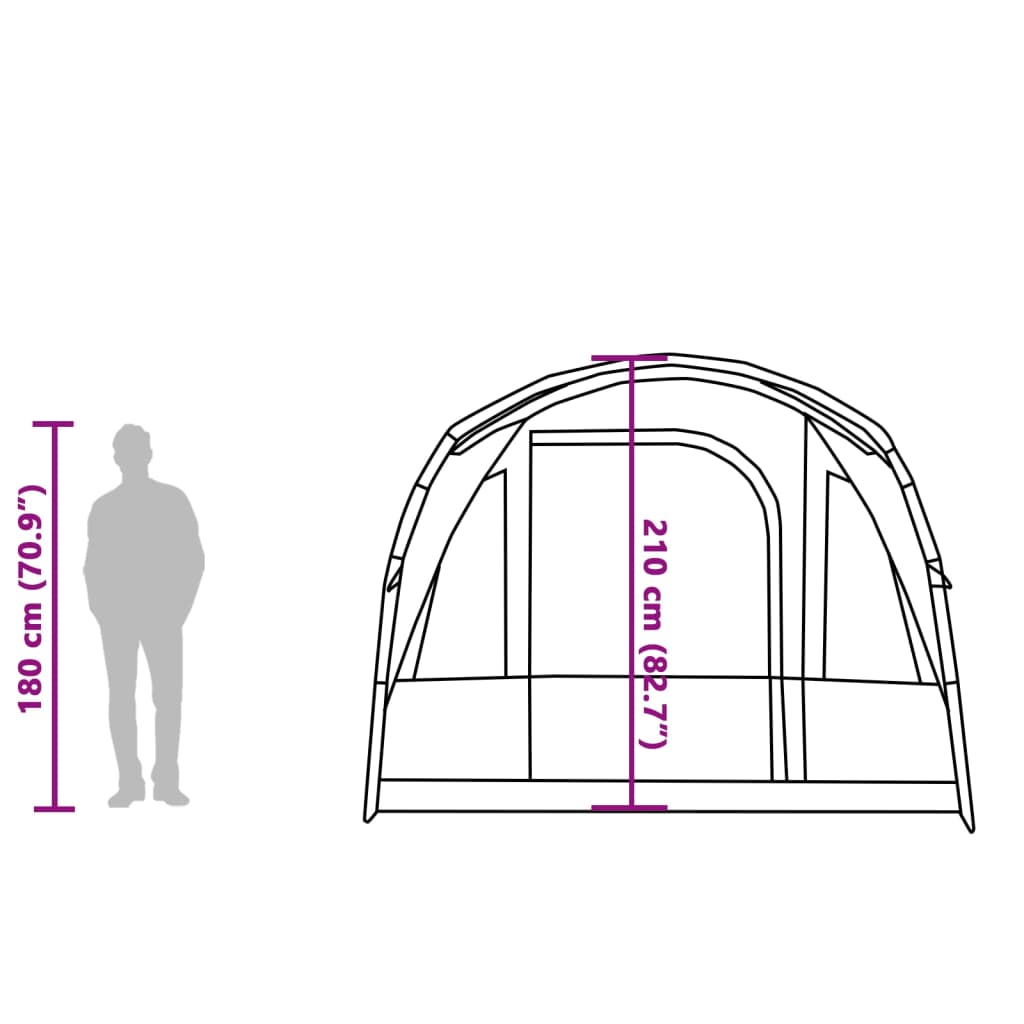 vidaXL Tenda de campismo túnel para 3 pessoas impermeável verde
