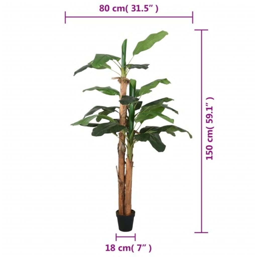 vidaXL Bananeira artificial 18 folhas 150 cm verde