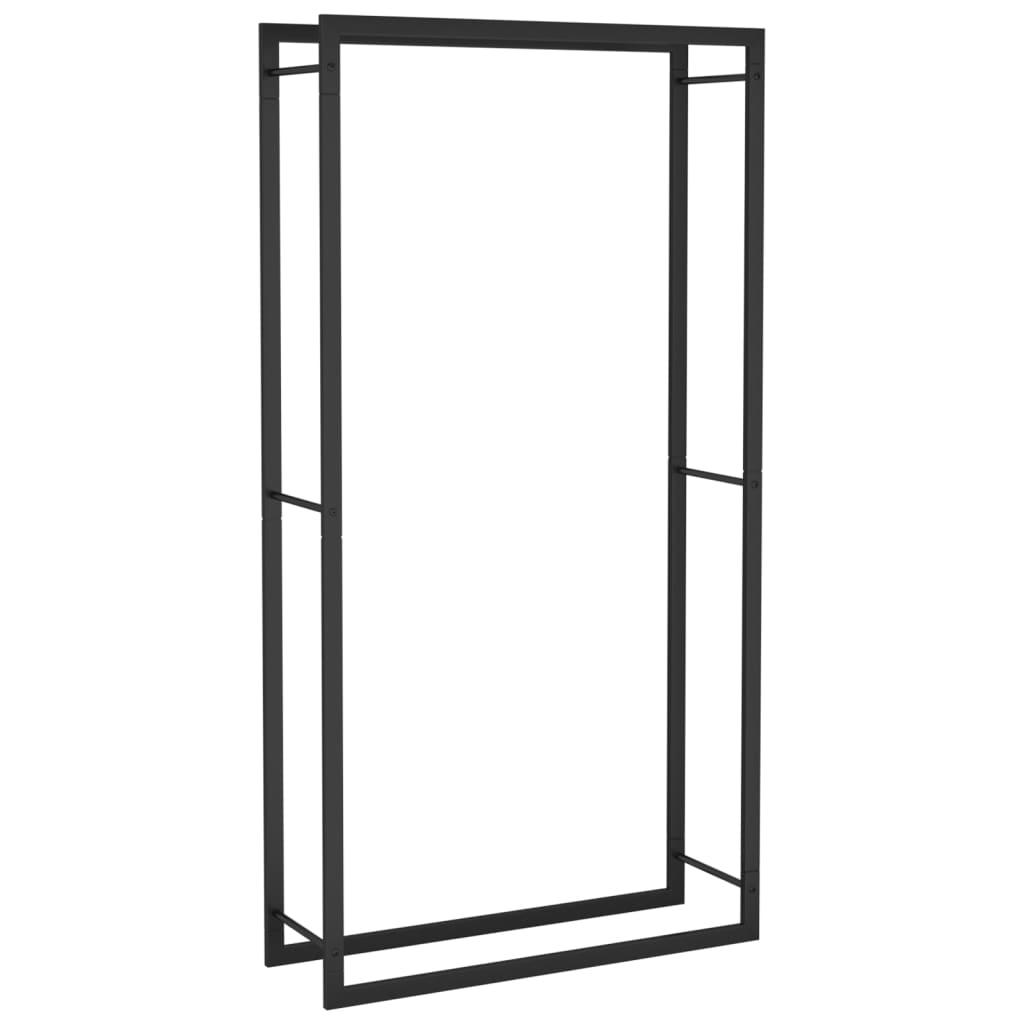 vidaXL Suporte para lenha 80x28x154 cm aço preto mate