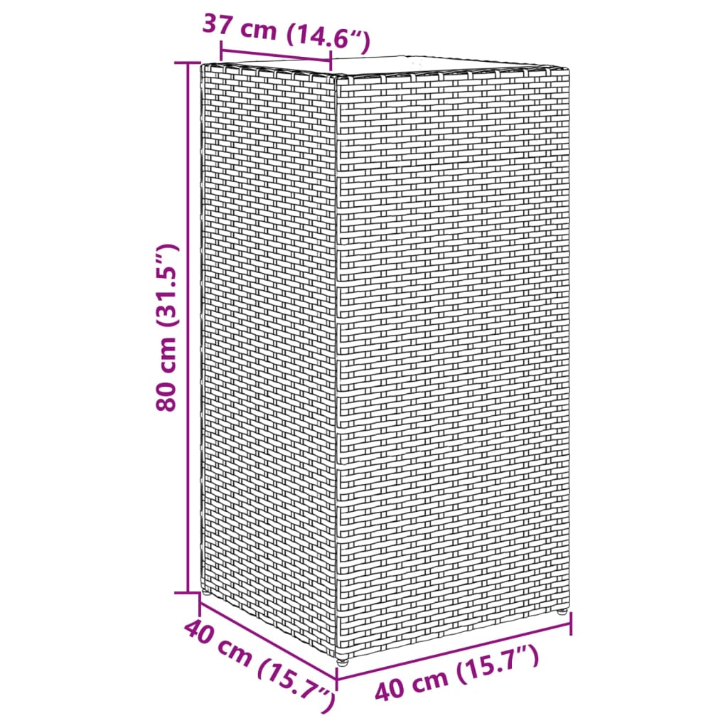 vidaXL Vaso/floreira de jardim 2 pcs 40x40x80 cm vime PE preto