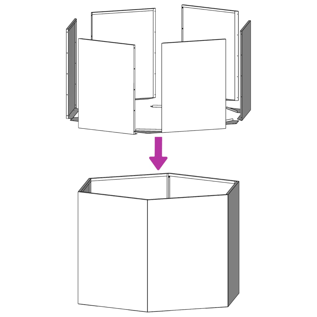 vidaXL Vaso/floreira de jardim hexagonal 46x40x45 cm aço galvanizado