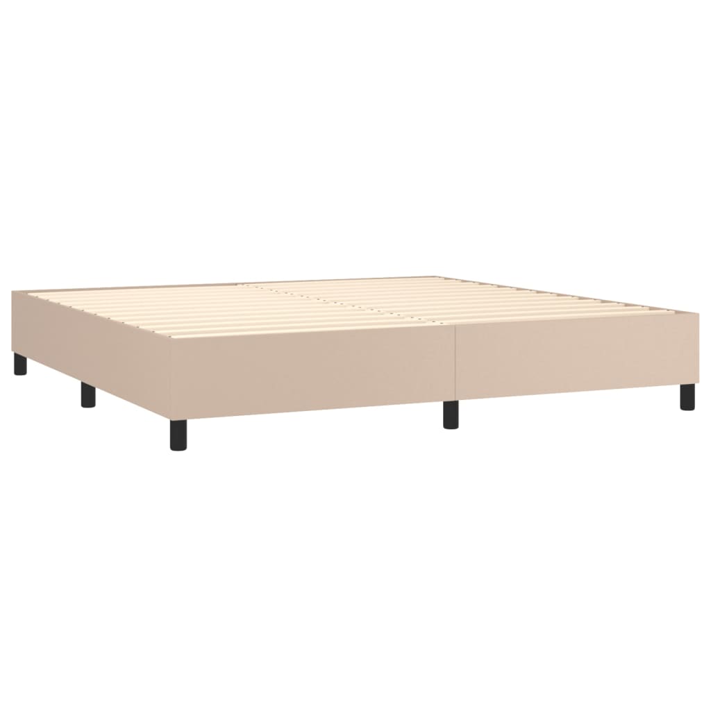 vidaXL Cama box spring c/colchão/LED 200x200cm couro artif. cappuccino