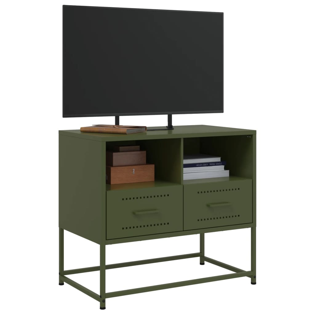 vidaXL Móvel de TV 68x39x60,5 cm aço verde azeitona