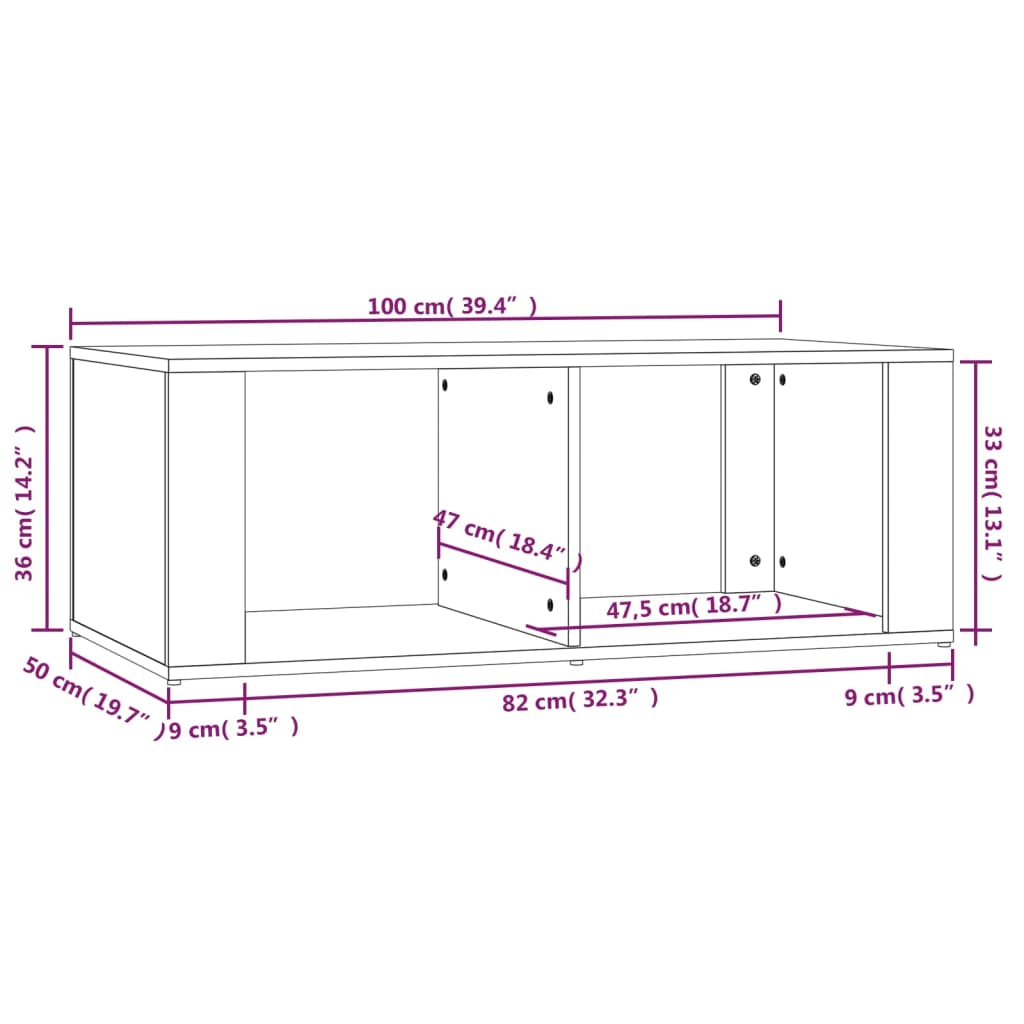 vidaXL Mesa centro 100x50x36 cm derivados de madeira carvalho castanho