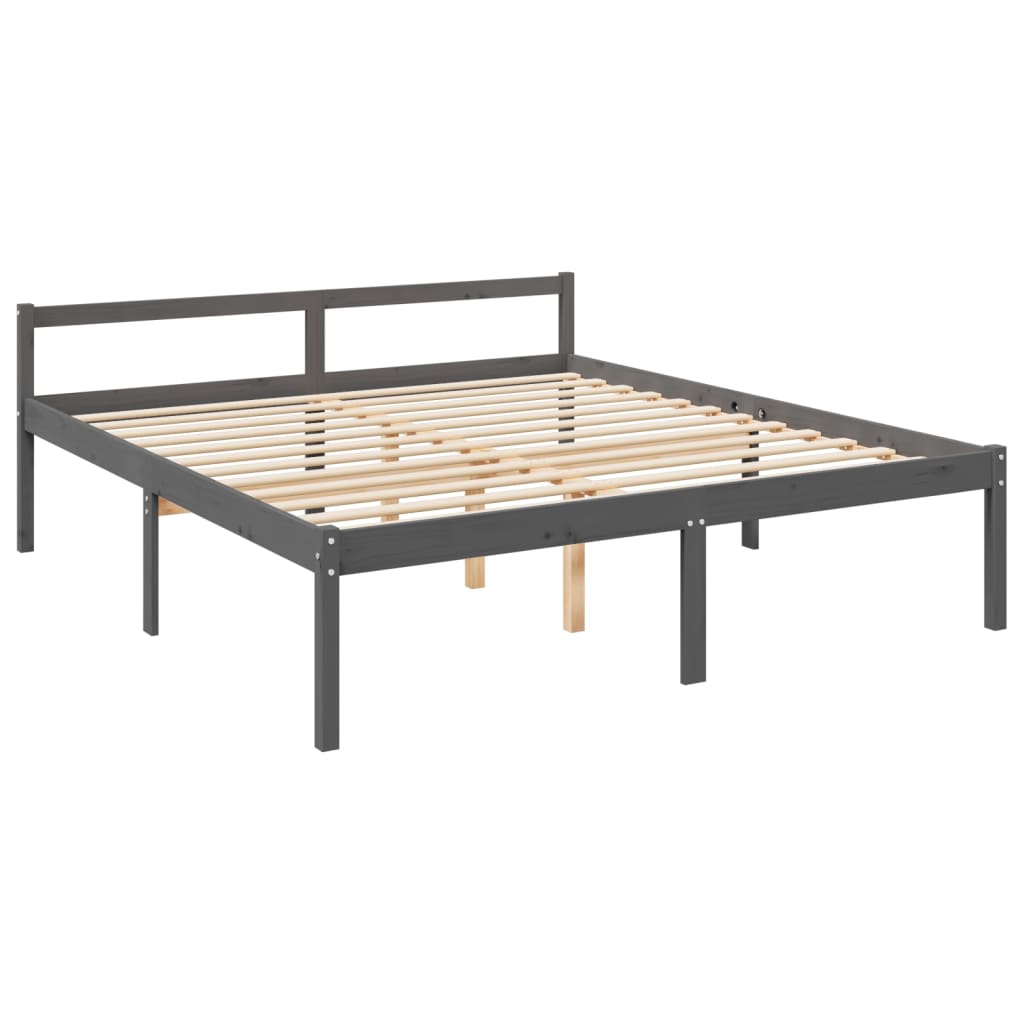 vidaXL Cama para idosos 200x200 cm pinho maciço cinza