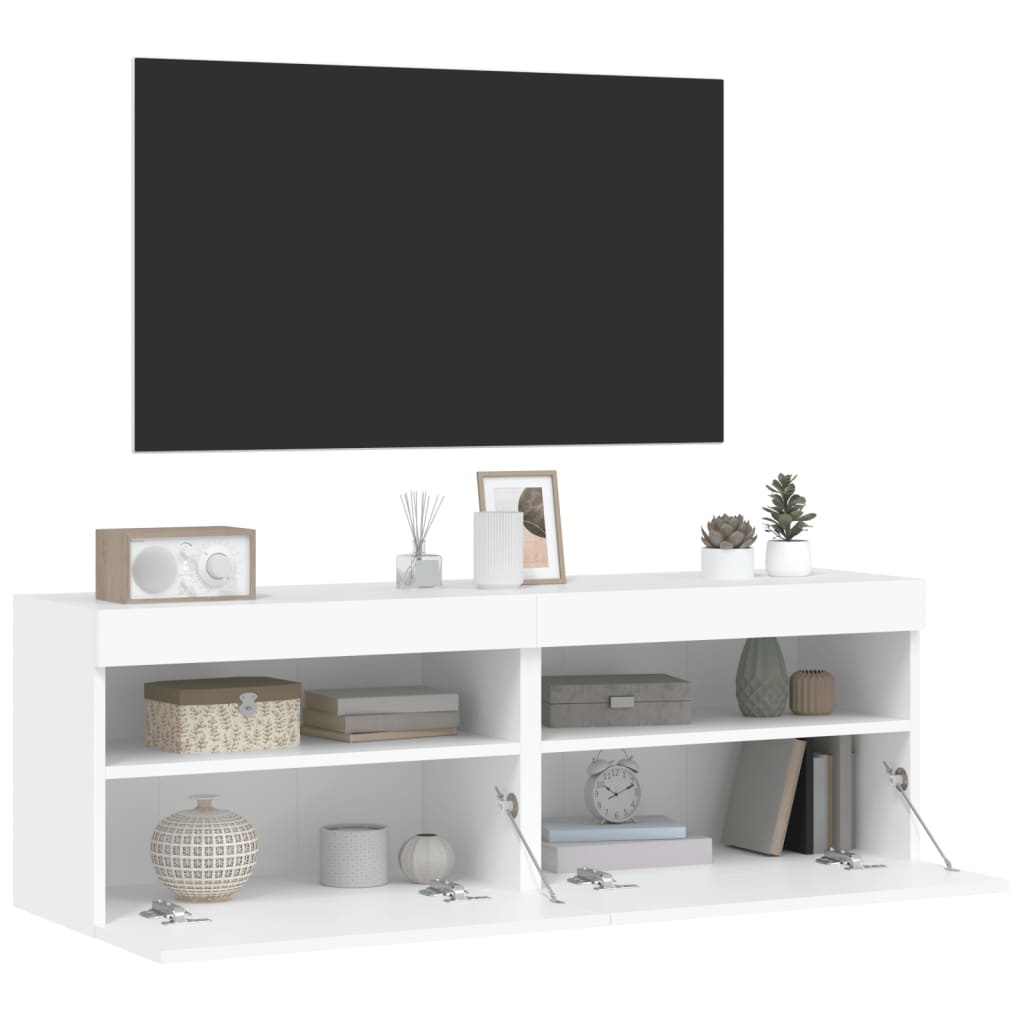 vidaXL Móveis de parede p/ TV com luzes LED 2 pcs 60x30x40 cm branco