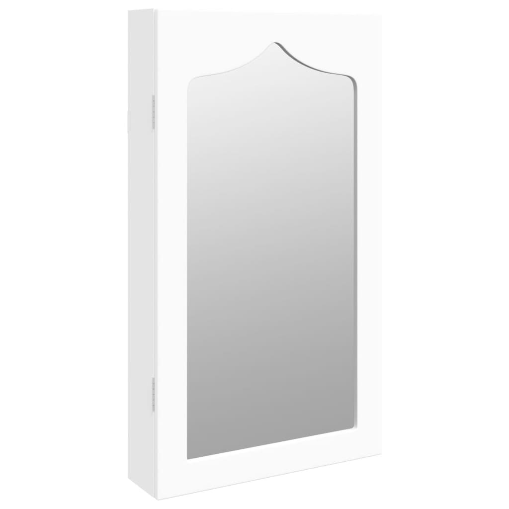 vidaXL Móvel para joias de parede espelhado 37,5x10x67 cm branco