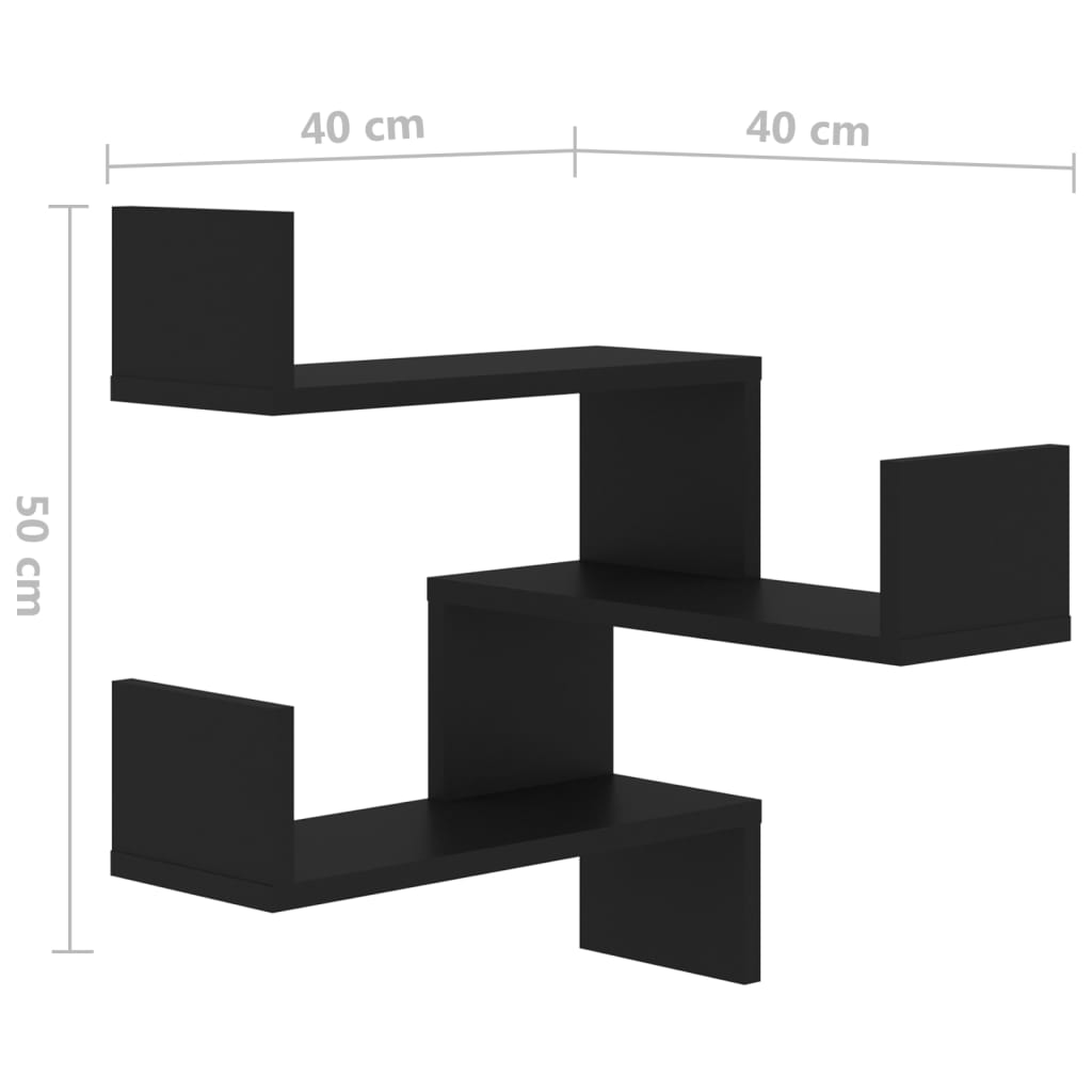 vidaXL Estante de canto p/ parede 40x40x50 cm contraplacado preto