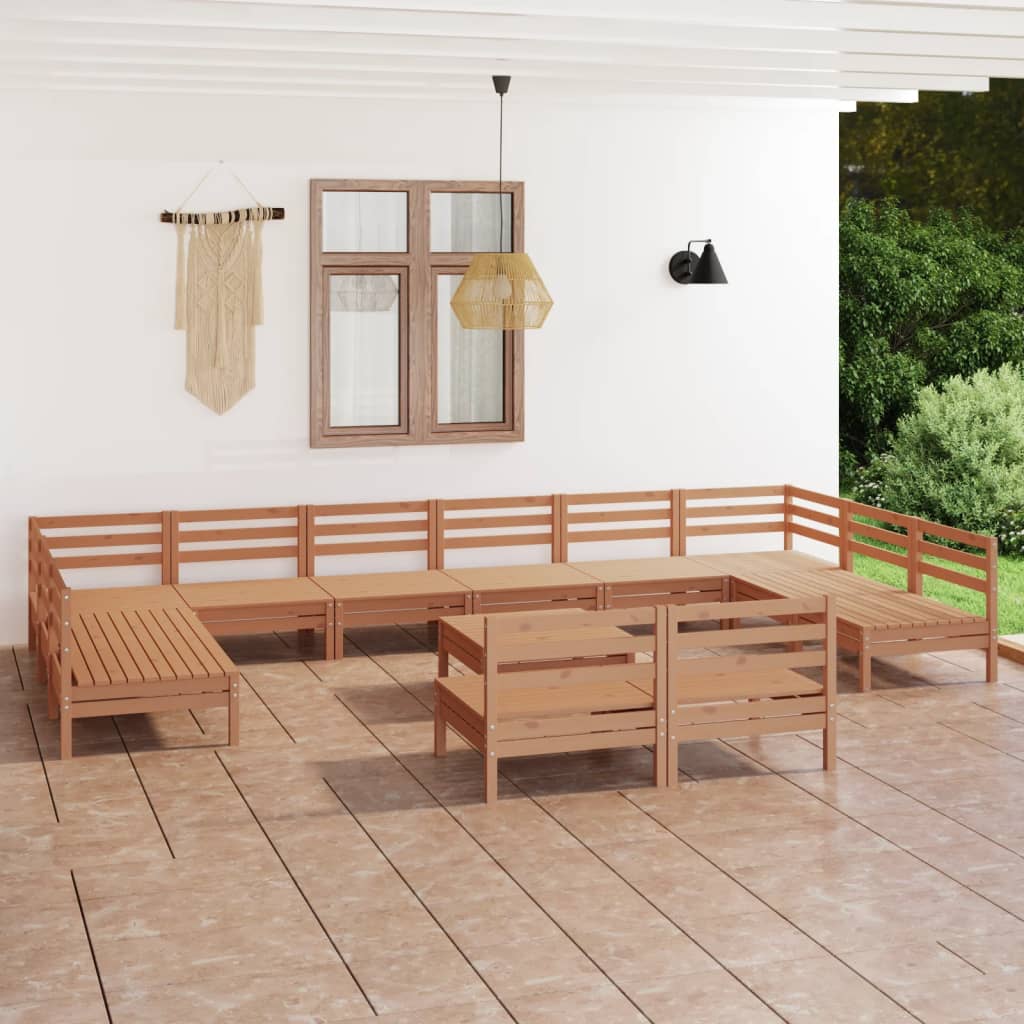 vidaXL 13 pcs conjunto lounge de jardim pinho maciço castanho mel