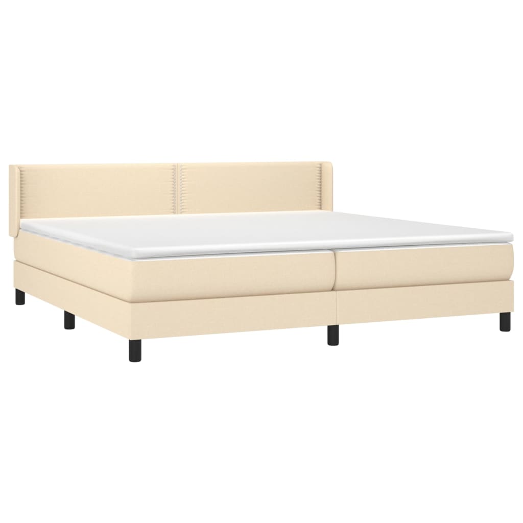 vidaXL Cama com molas/colchão 200x200 cm tecido cor creme