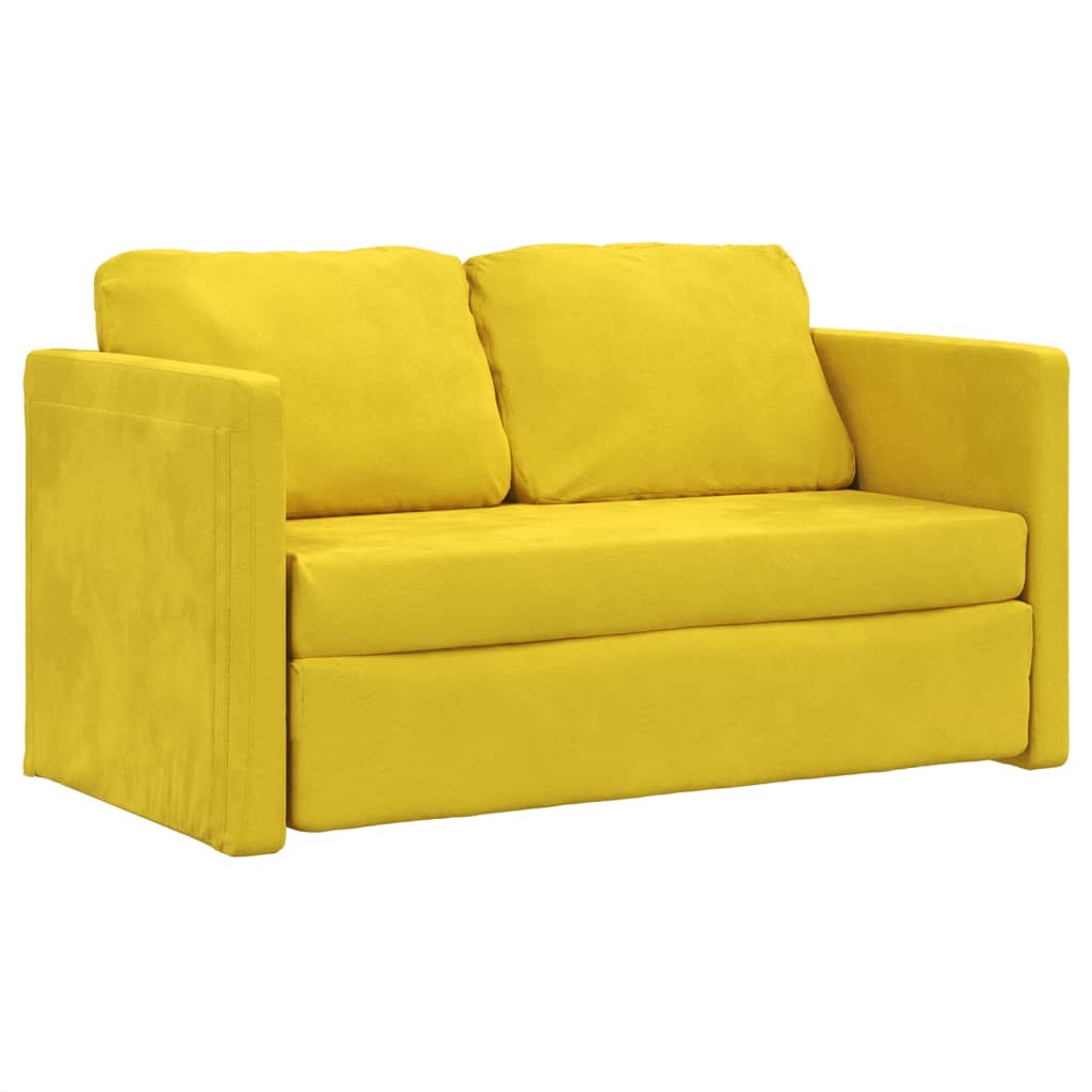 vidaXL Sofá-cama sem pés 122x204x55 cm veludo amarelo-escuro