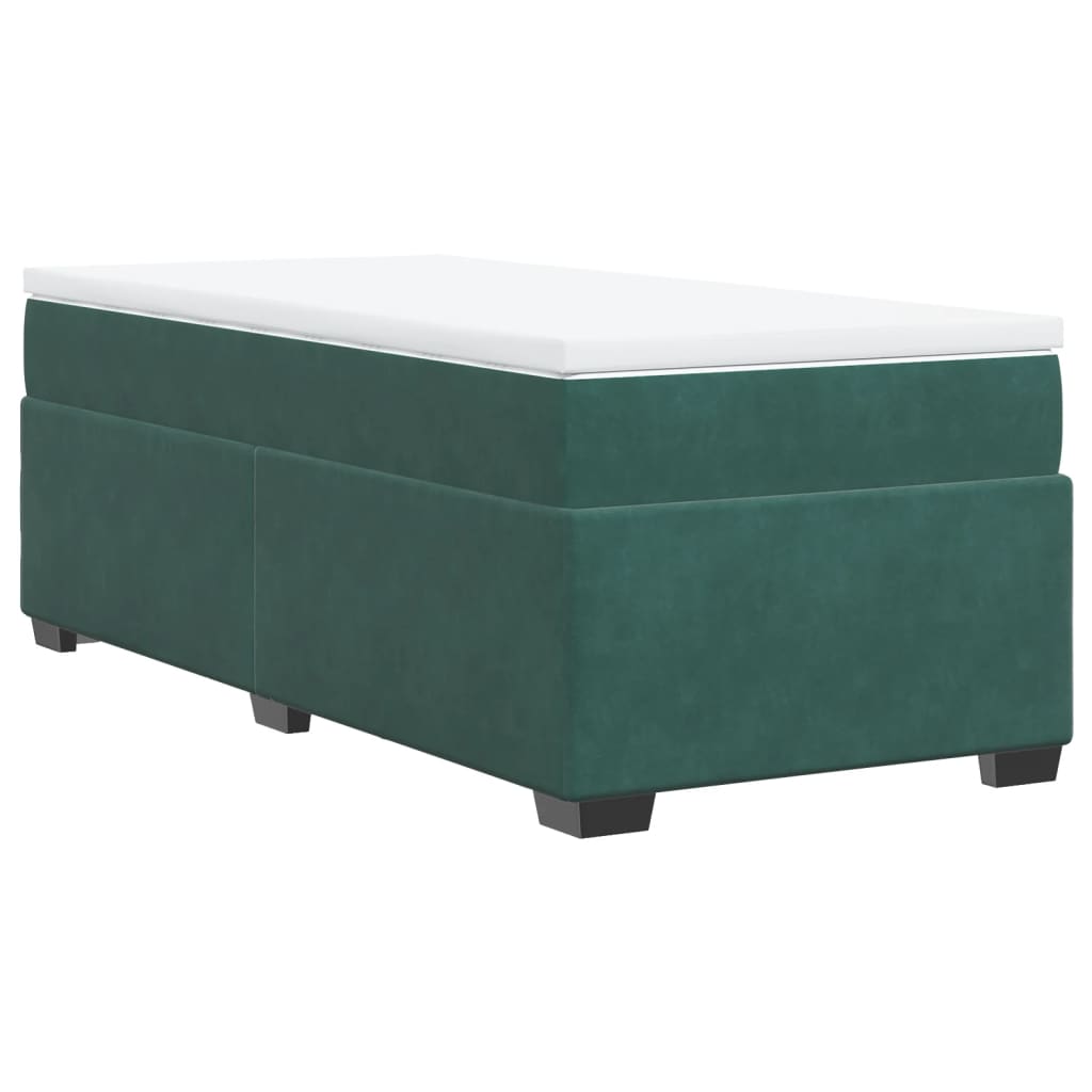 vidaXL Cama com molas/colchão 90x190 cm veludo verde-escuro