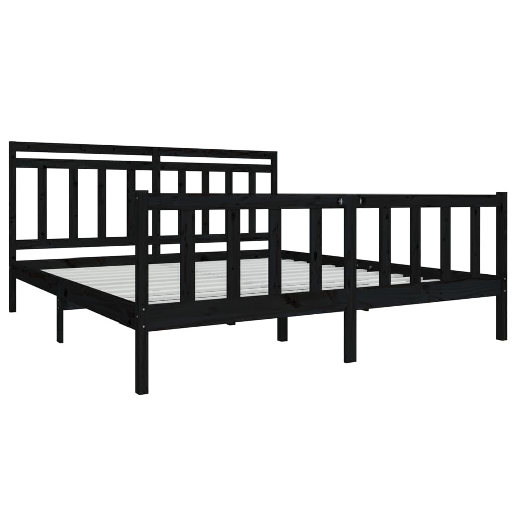 vidaXL Estrutura de cama super king 180x200 cm madeira maciça preto