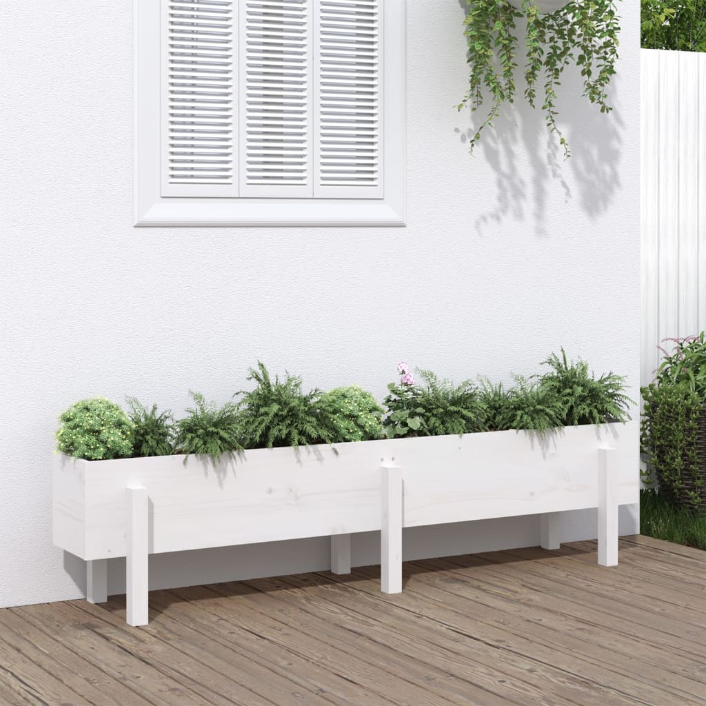 vidaXL Canteiro elevado de jardim 160x30x38 cm pinho maciço branco