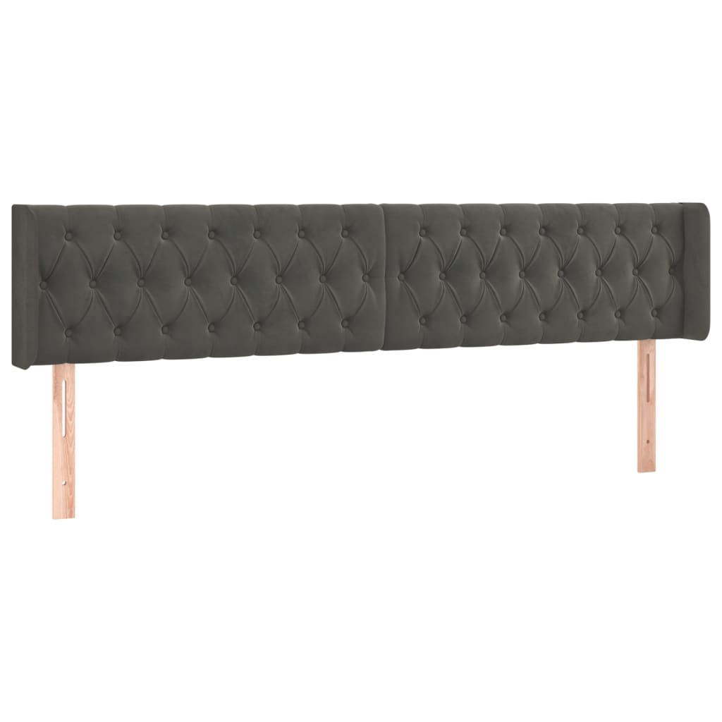 vidaXL Cabeceira de cama c/ abas veludo 203x16x78/88cm cinzento-escuro