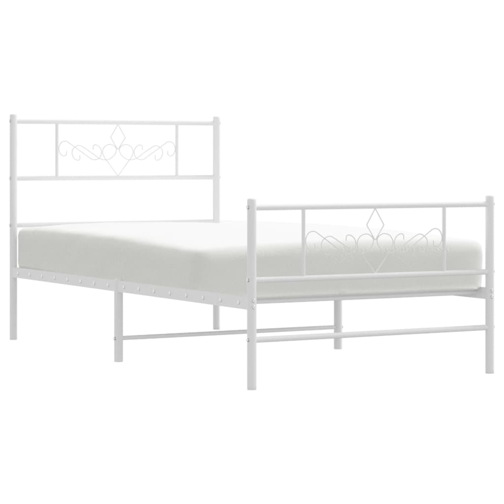 vidaXL Estrutura de cama com cabeceira e pés 90x190 cm metal branco