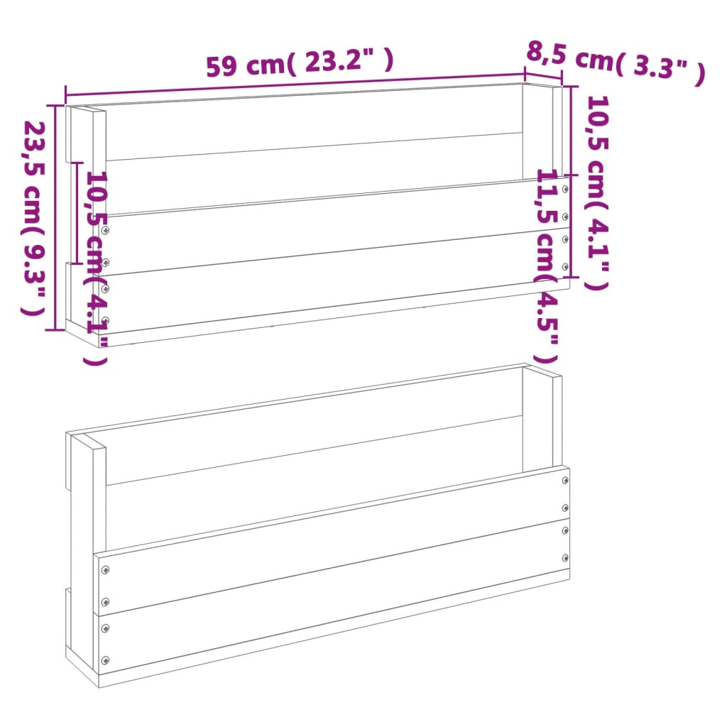 vidaXL Sapateira parede 2 pcs 59x8,5x23,5cm pinho maciço castanho cera