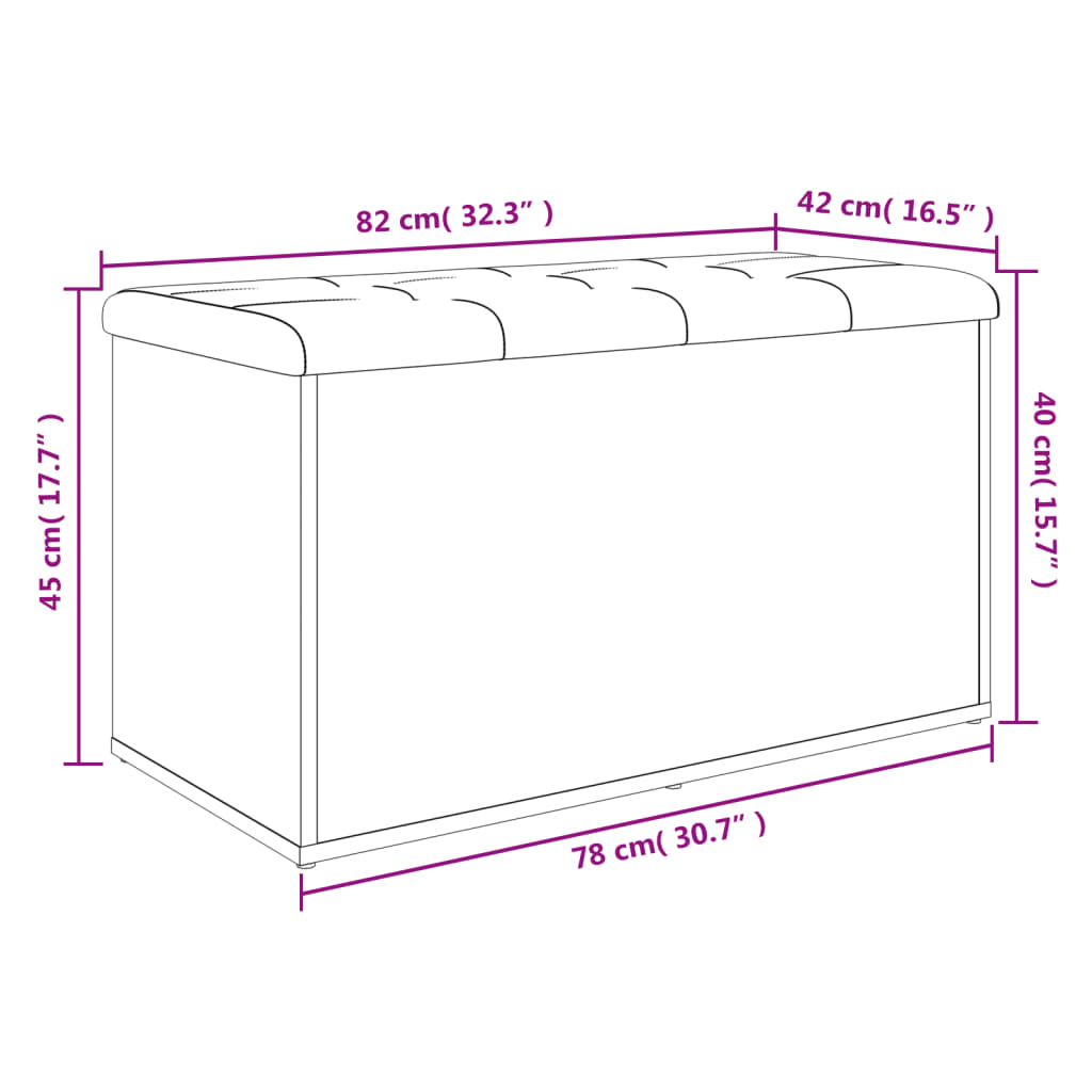 vidaXL Banco arrumação 82x42x45 cm derivados madeira carvalho castanho