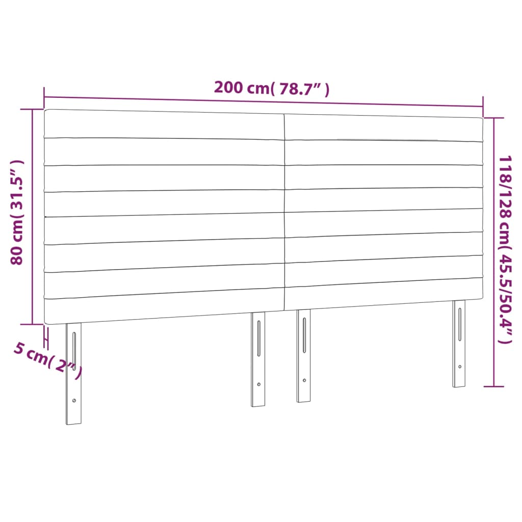 vidaXL Cabeceira de cama 4 pcs veludo 100x5x78/88 cm rosa