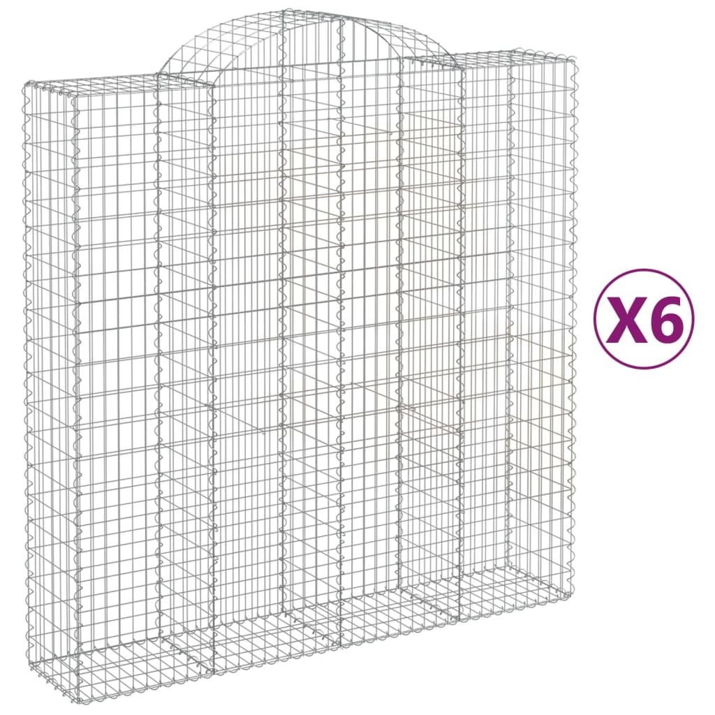 vidaXL Cestos gabião arqueados 6pcs 200x50x200/220cm ferro galvanizado