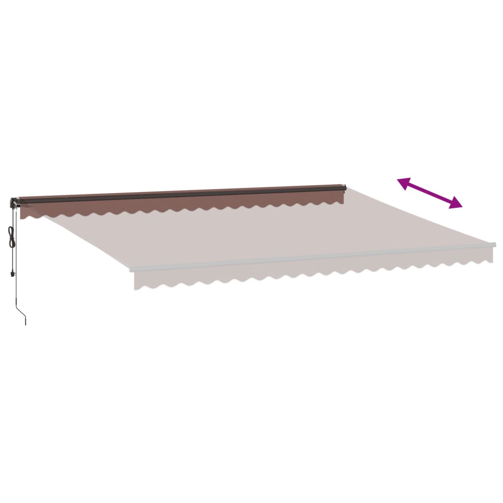 vidaXL Toldo retrátil automático com luzes LED 500x350 cm castanho