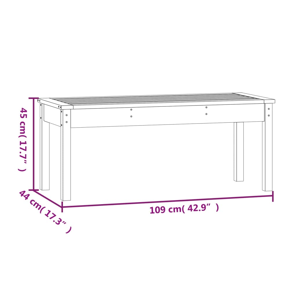 vidaXL Banco de jardim 109x44x45 cm madeira de pinho maciça