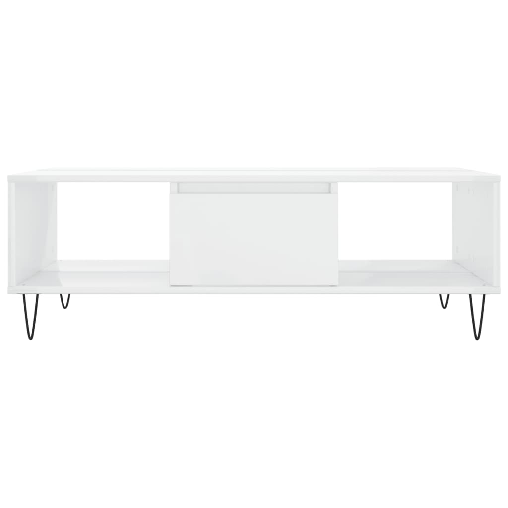 vidaXL Mesa de centro 104x60x35 cm derivados madeira branco brilhante